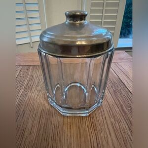 Vintage Glass Candy Jar Thick Glass with Metal Lid